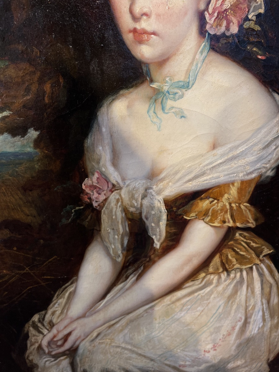 Oil On Canvas - Femme En Pied Au Pot à Eau Xlxe-photo-3