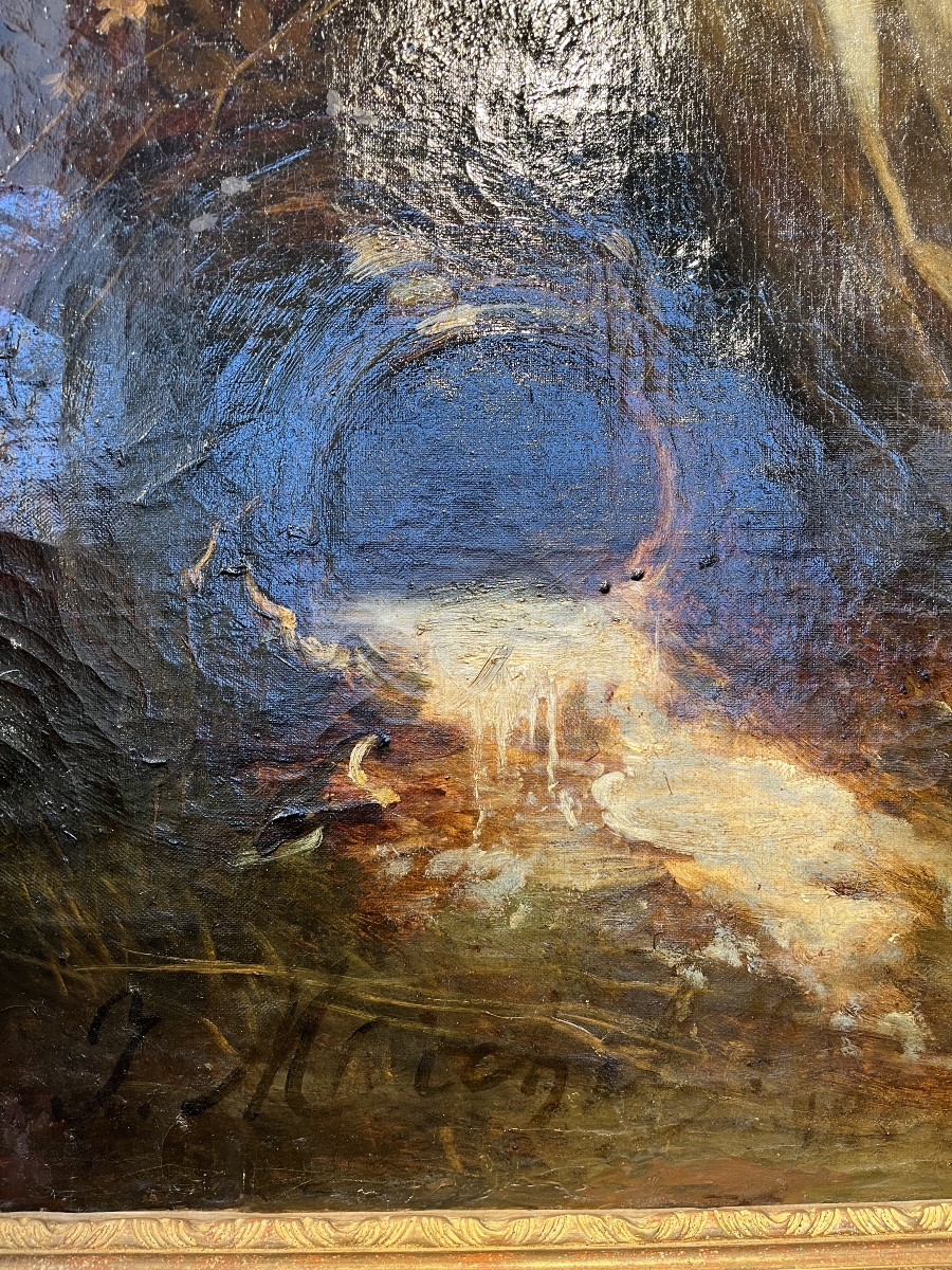 Oil On Canvas - Femme En Pied Au Pot à Eau Xlxe-photo-6