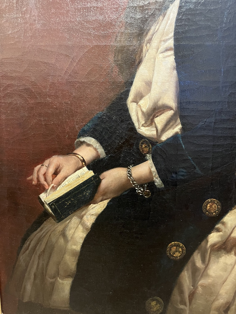 Huile sur toile - Jeune fille au livre -photo-4