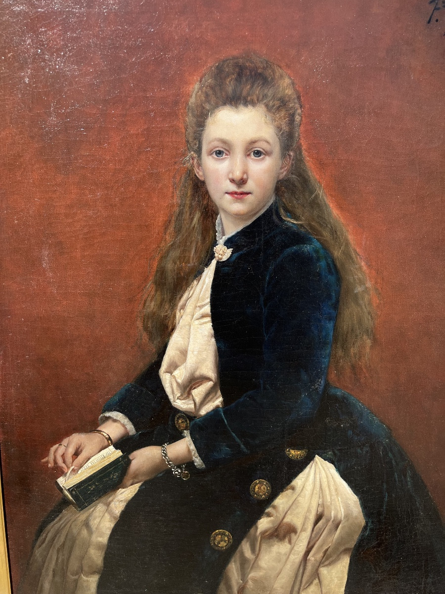 Huile sur toile - Jeune fille au livre -photo-2