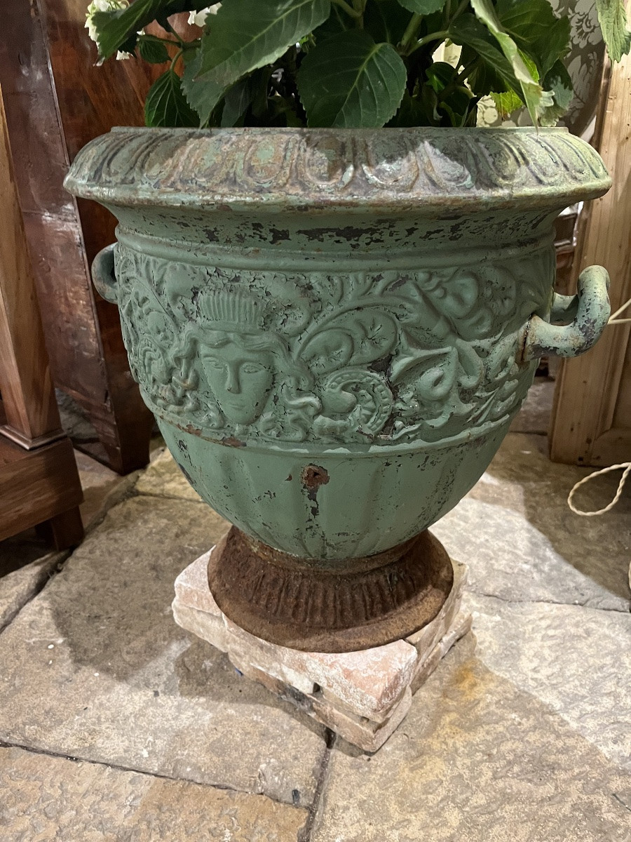 Paire de vases en fonte XIXe-photo-2