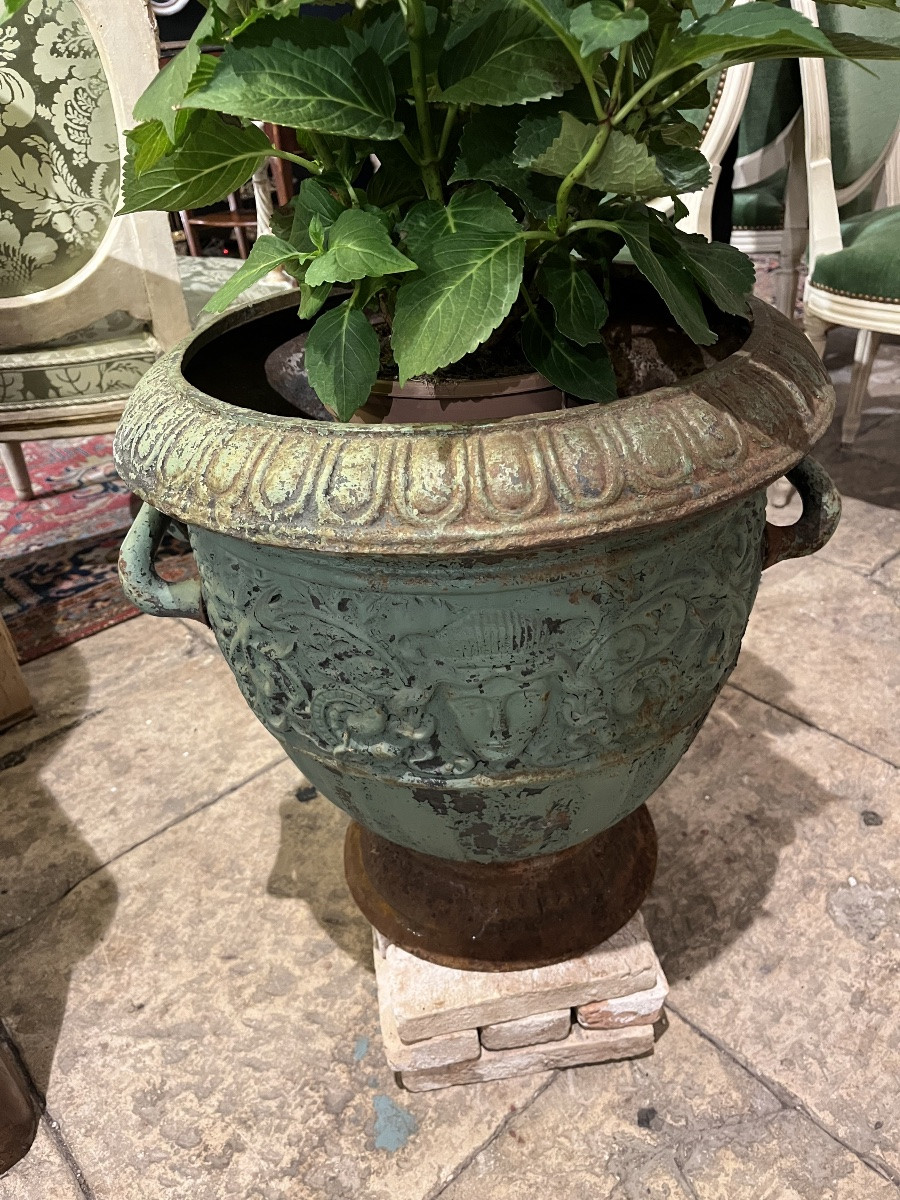 Paire de vases en fonte XIXe-photo-3