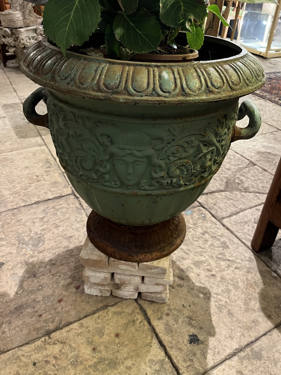 Paire de vases en fonte XIXe-photo-2