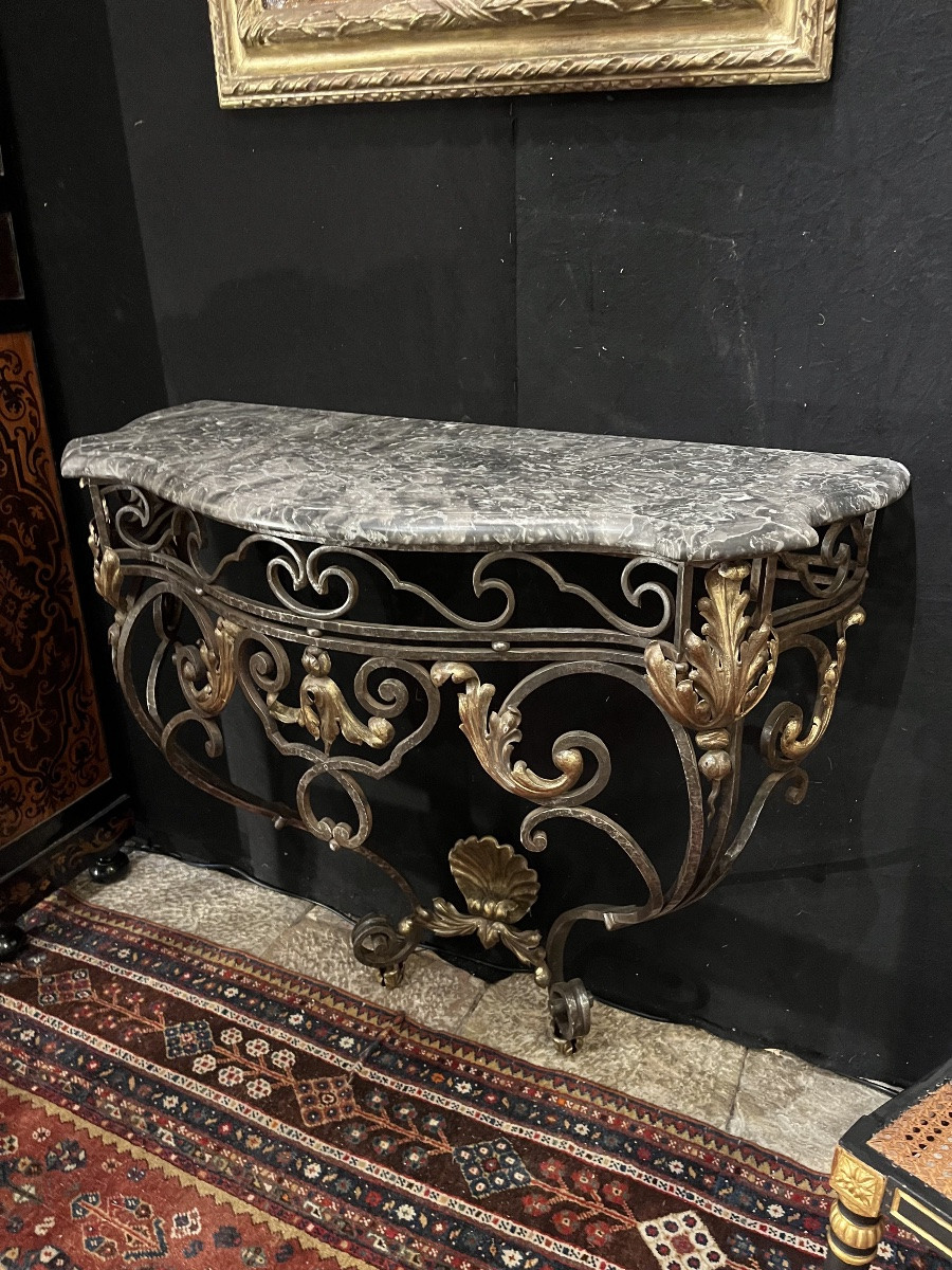 Console en fer forgé de style  Louis XV-photo-3