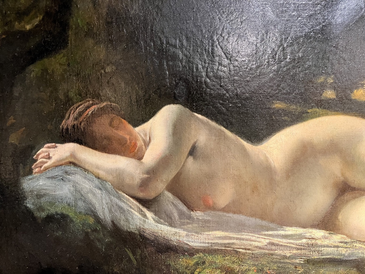 Reclining Nude - Oil On Canvas 19th Century-photo-4