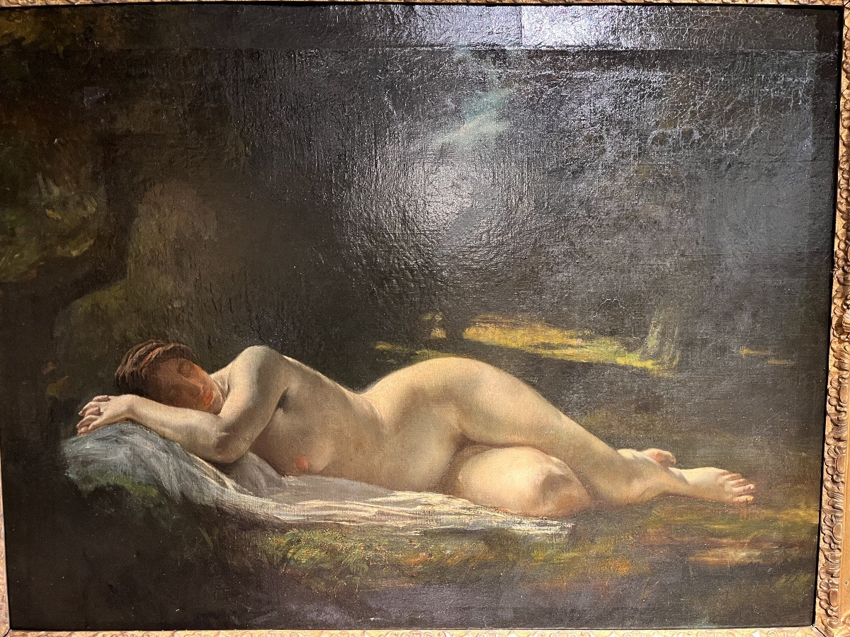Reclining Nude - Oil On Canvas 19th Century-photo-4
