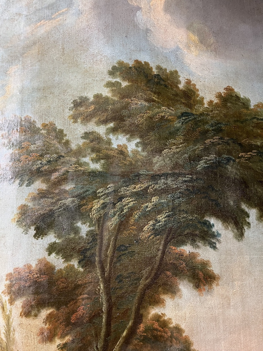 Paysage XVIIIe - huile sur toile -photo-2