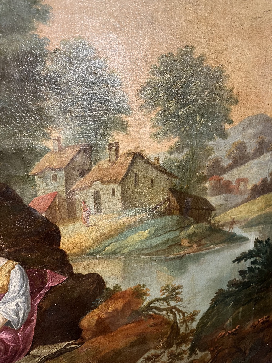Paysage XVIIIe - huile sur toile -photo-5