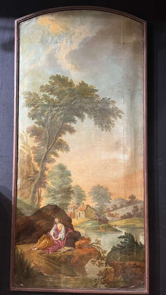 Paysage XVIIIe - huile sur toile -photo-7