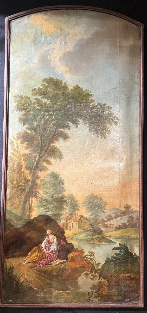 Paysage XVIIIe - huile sur toile 