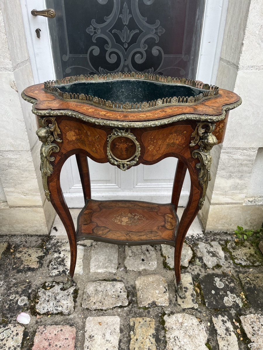 Jardinière Niii In Marquetry Attributed To C G Diehl-photo-6