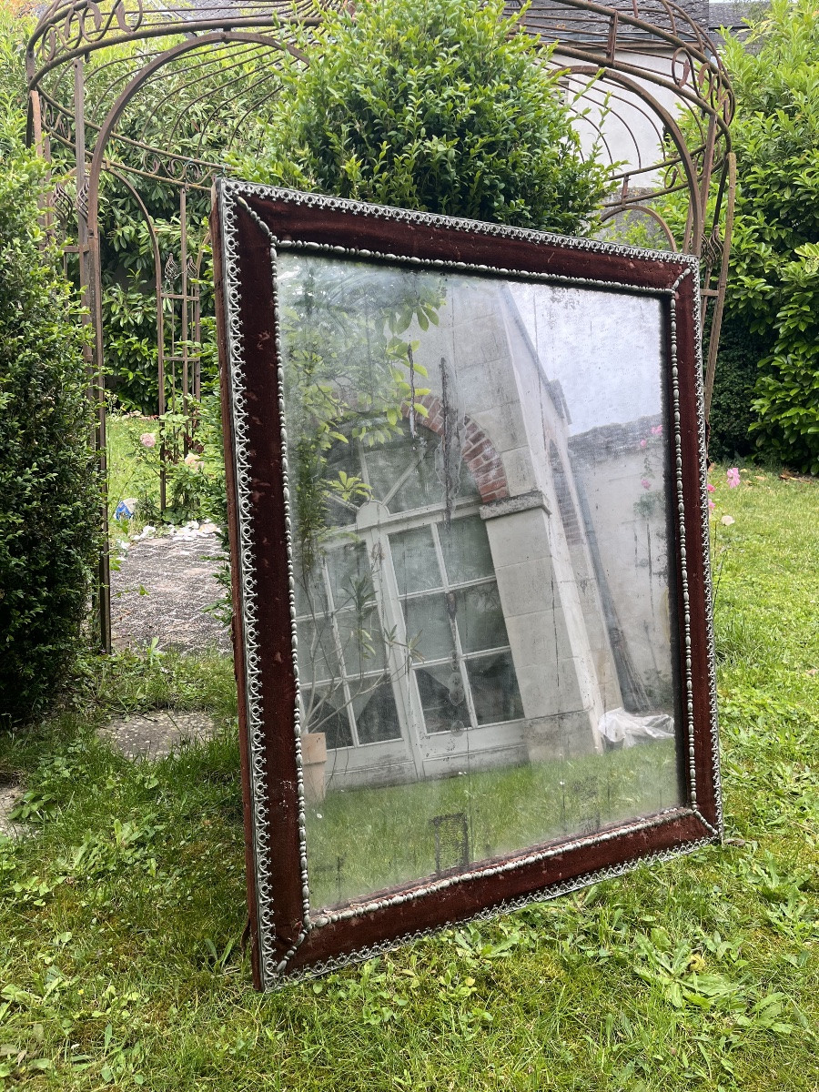 Miroir XIXe gainé de velour -photo-3
