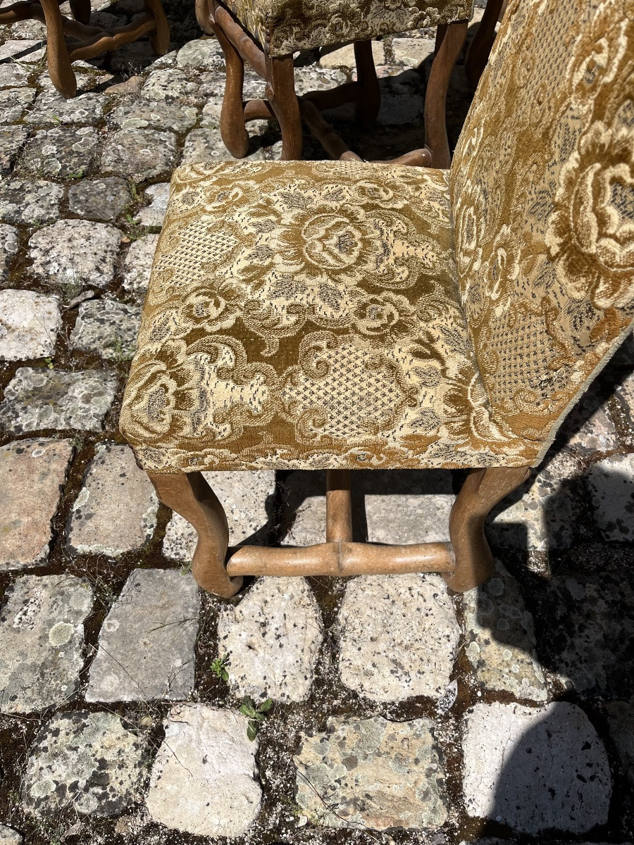 Suite de 17 chaises de style Louis XIII à os de mouton -photo-2