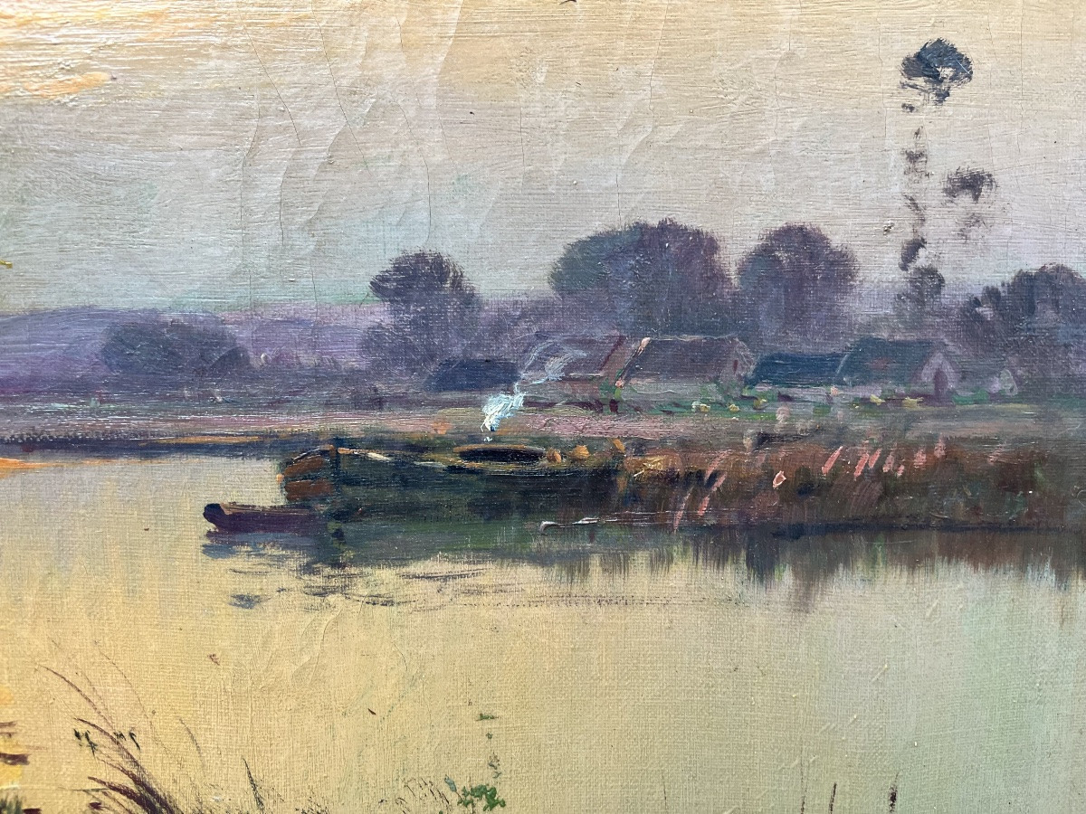 Sunset Landscapes By Dumoutier - Oil On Canvas-photo-5