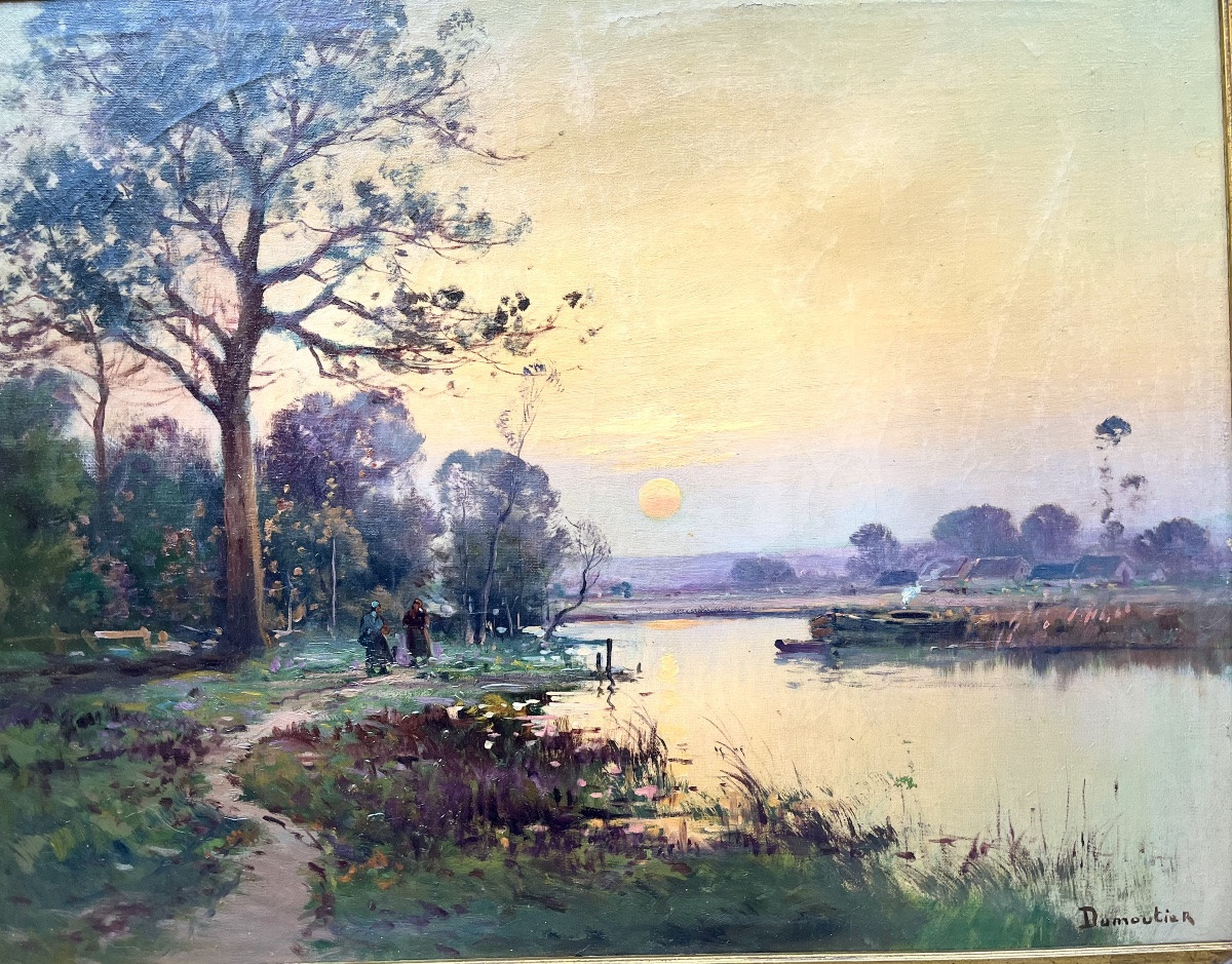 Sunset Landscapes By Dumoutier - Oil On Canvas-photo-7