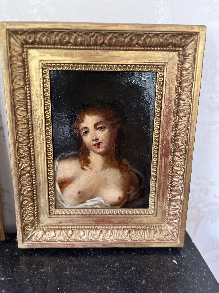 Pair De Femme En Buste - Oil On Canvas By Jacques Antoine Vallin-photo-3