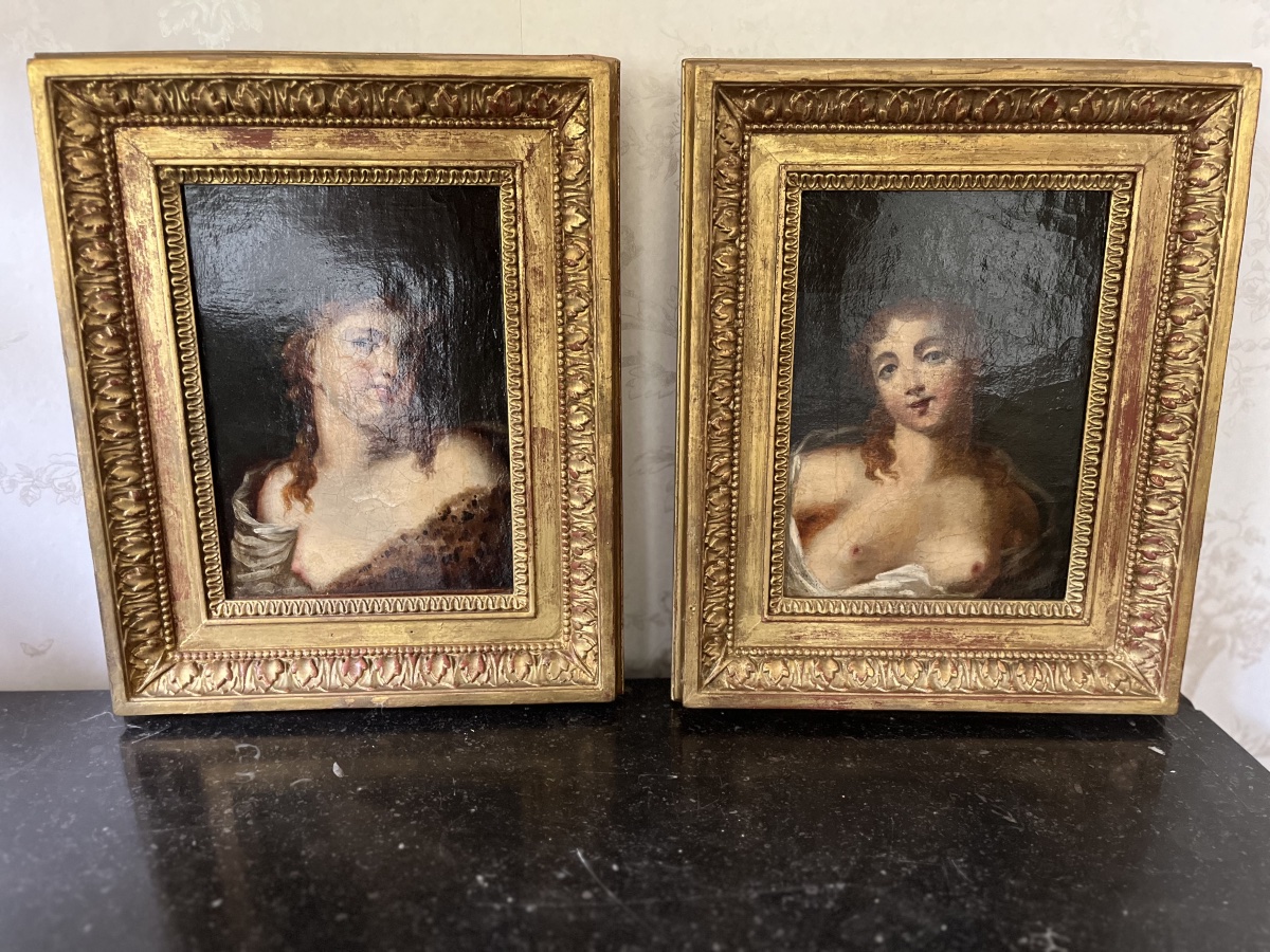 Pair De Femme En Buste - Oil On Canvas By Jacques Antoine Vallin-photo-4