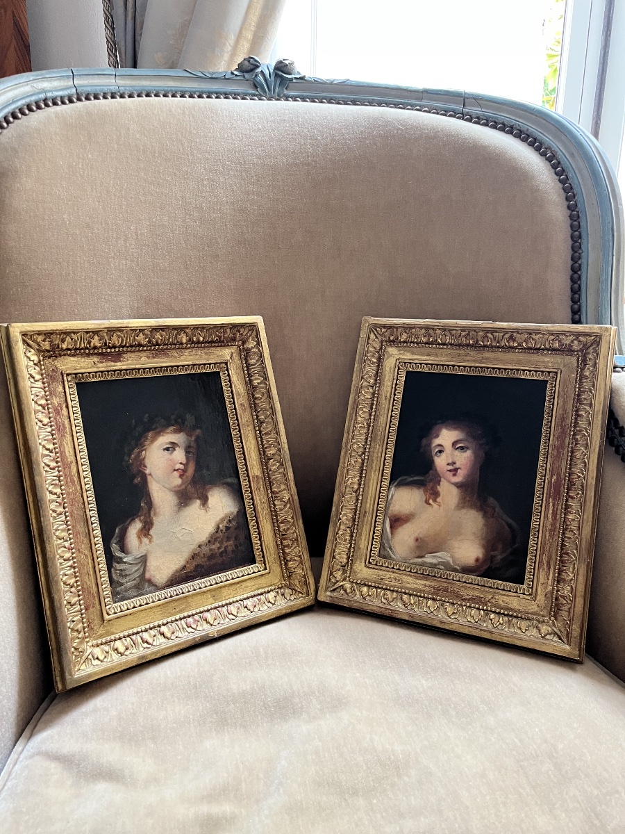 Pair De Femme En Buste - Oil On Canvas By Jacques Antoine Vallin-photo-5