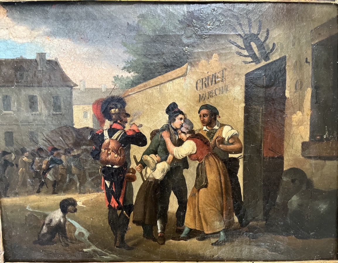 Pair Of 19th-century Oil Paintings On Canvas - A Scene Of War During The Empire -photo-2