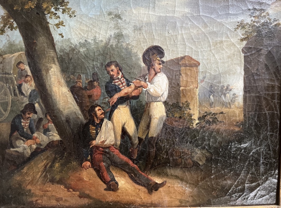Pair Of 19th-century Oil Paintings On Canvas - A Scene Of War During The Empire -photo-3
