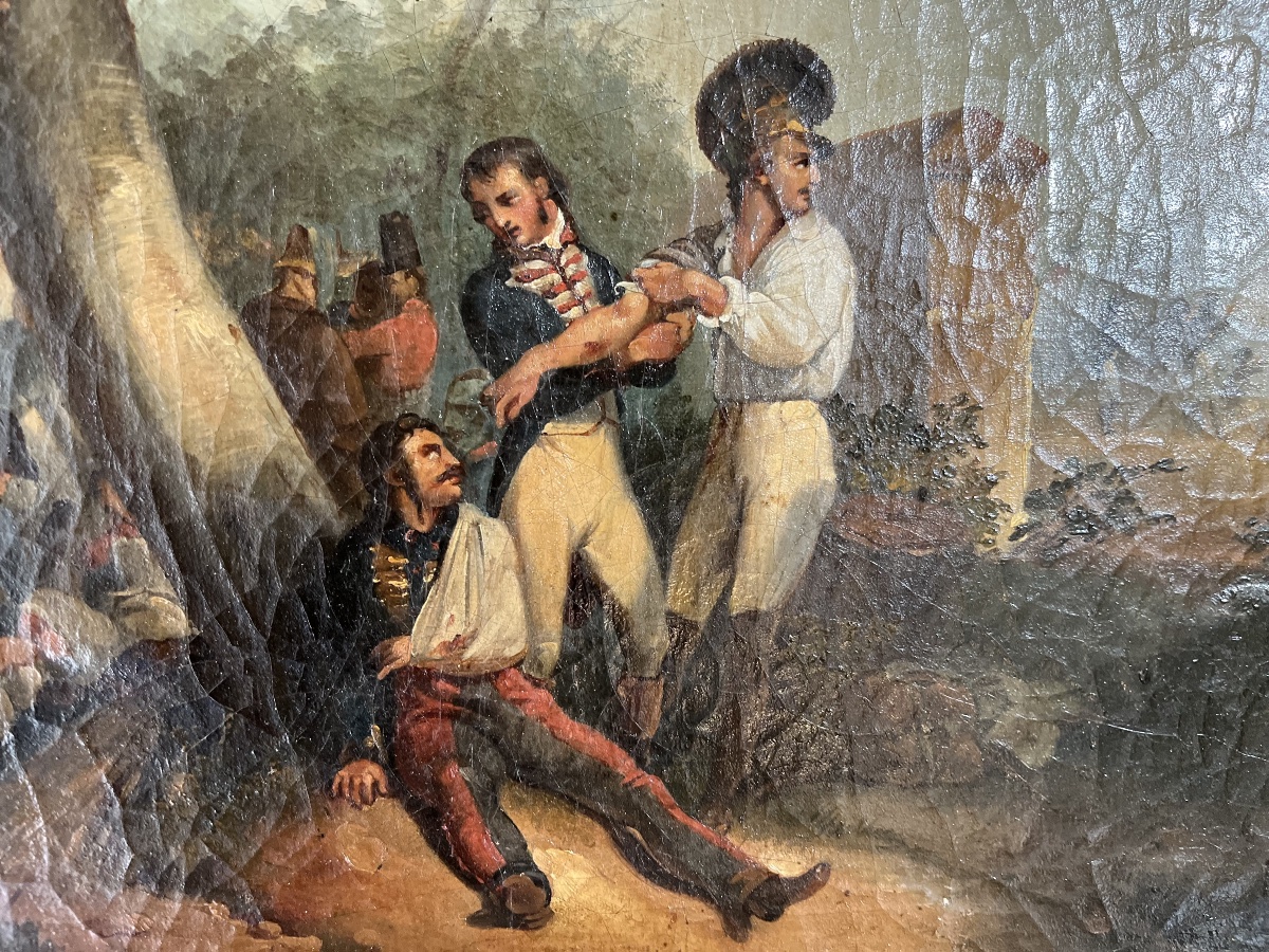 Pair Of 19th-century Oil Paintings On Canvas - A Scene Of War During The Empire -photo-7