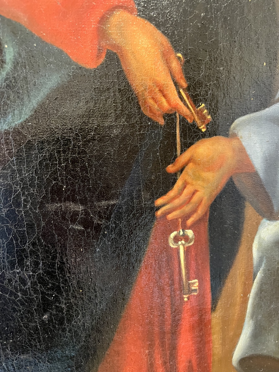 Le Christ remettant les clés à St Pierre - huile sur toile -photo-2
