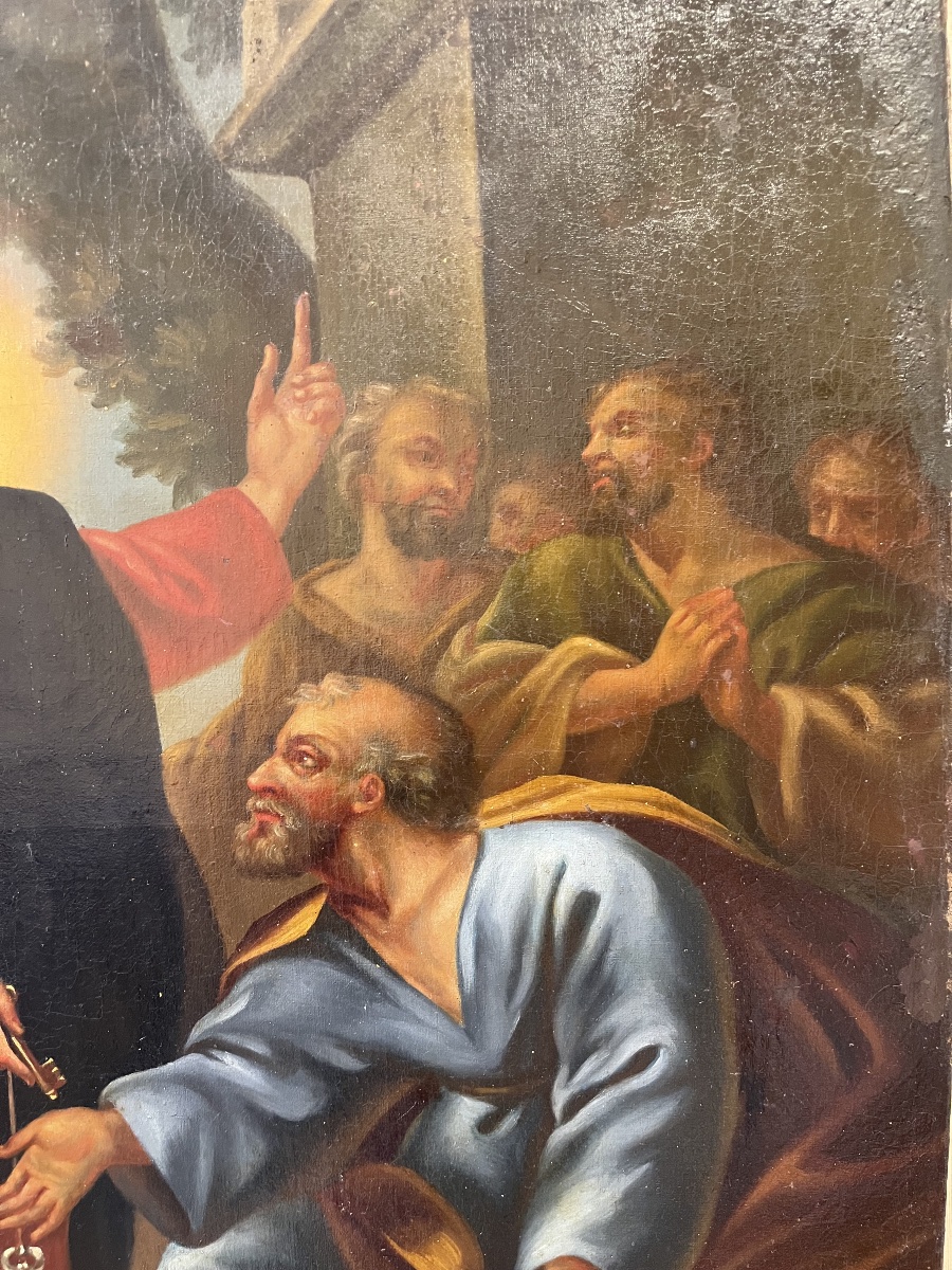 Le Christ remettant les clés à St Pierre - huile sur toile -photo-3