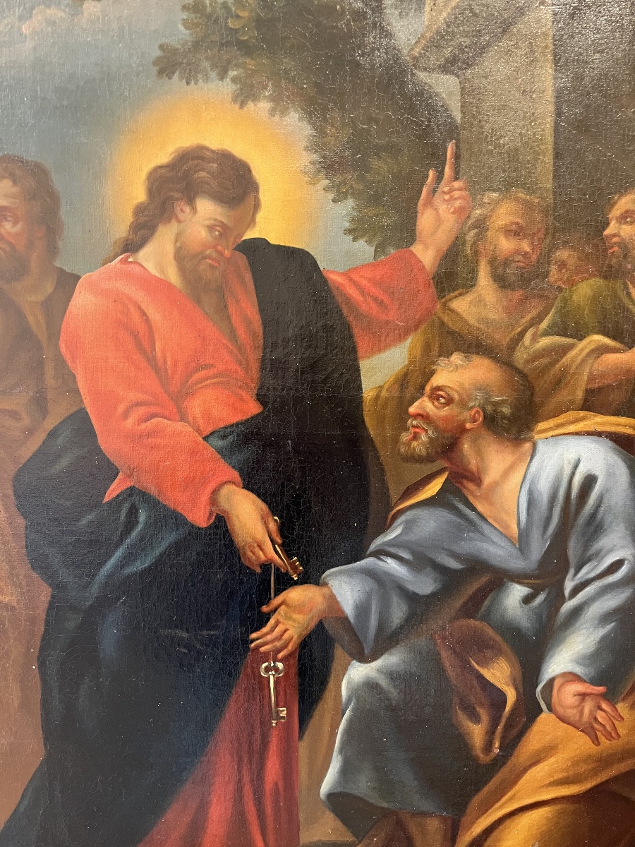 Le Christ remettant les clés à St Pierre - huile sur toile -photo-2