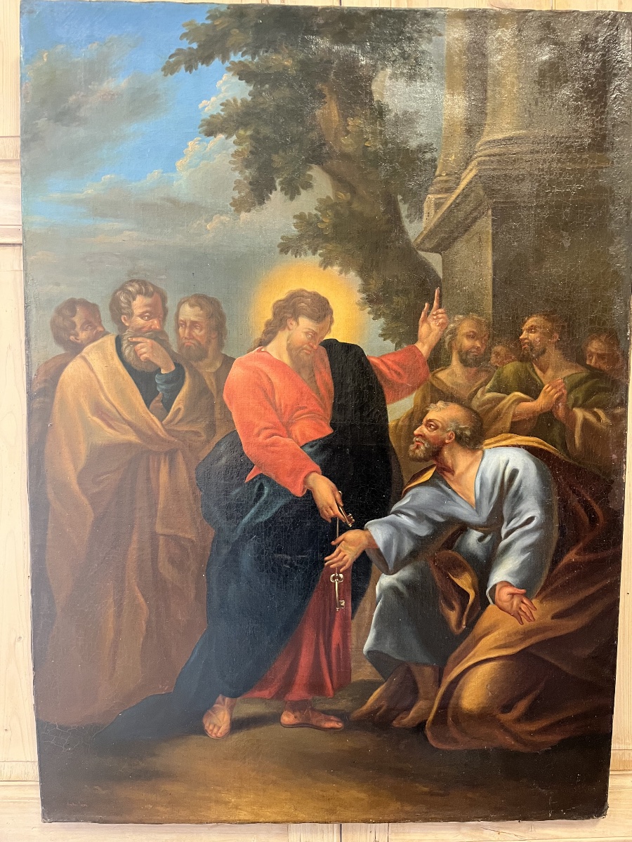 Le Christ remettant les clés à St Pierre - huile sur toile -photo-5