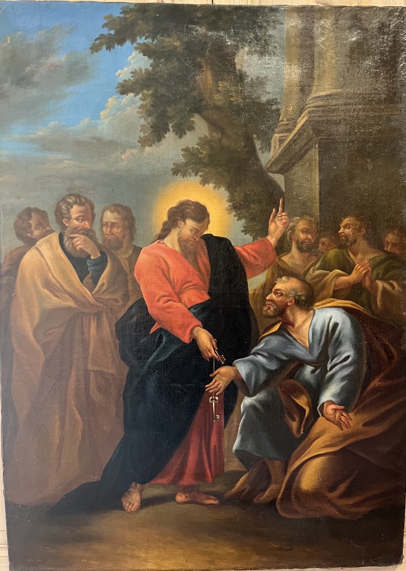 Le Christ remettant les clés à St Pierre - huile sur toile 