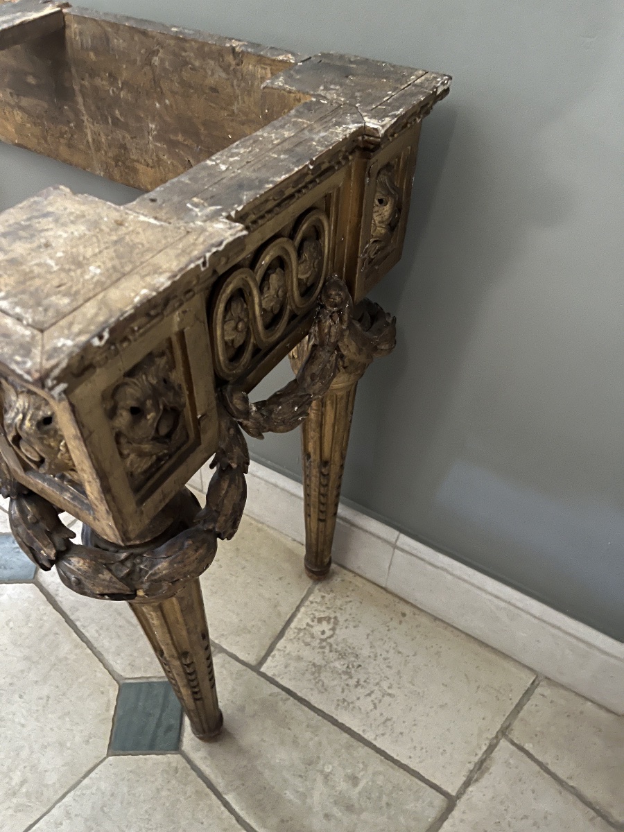 Louis XVI Console Table In Gilded Wood -photo-2