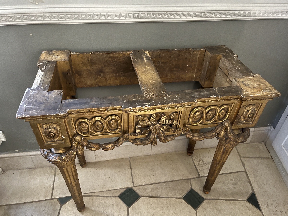 Louis XVI Console Table In Gilded Wood -photo-3