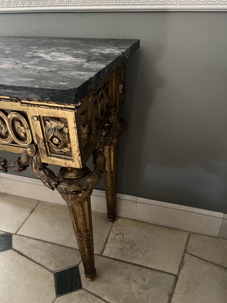 Louis XVI Console Table In Gilded Wood -photo-1