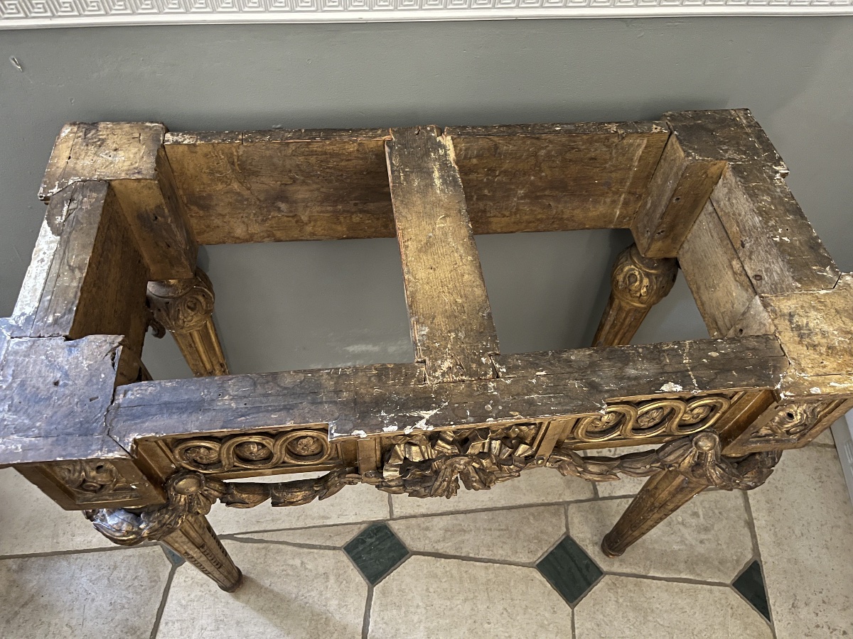 Louis XVI Console Table In Gilded Wood -photo-4