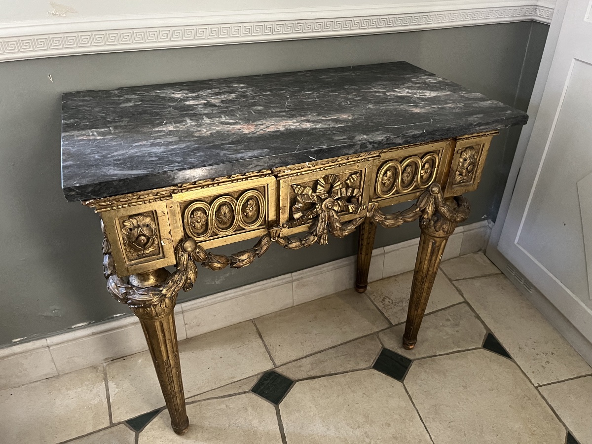 Louis XVI Console Table In Gilded Wood -photo-6