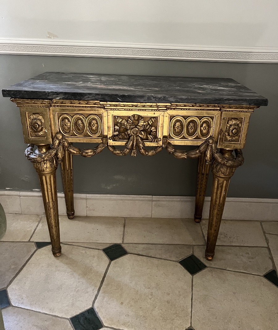 Louis XVI Console Table In Gilded Wood 