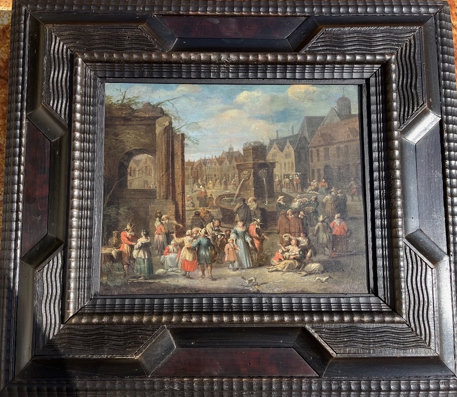 17th-century Flemish Village Scene - Oil On Panel 