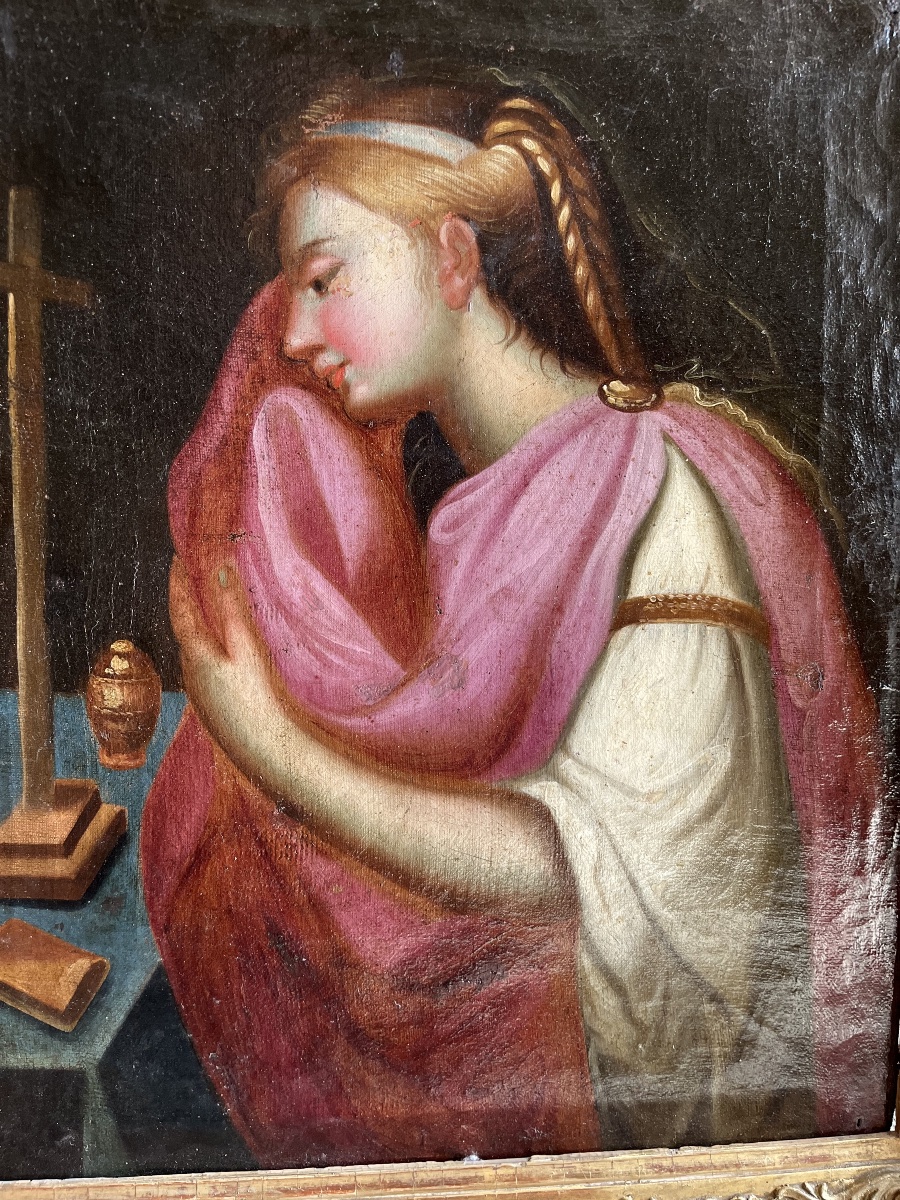 Saint Mary Magdalene - Oil On Canvas. 18th Century-photo-2