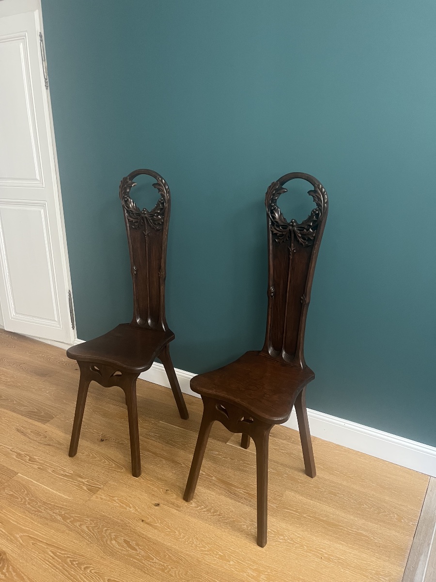 Maison Antoine Bastet - Pair Of Art Nouveau Chairs-photo-7