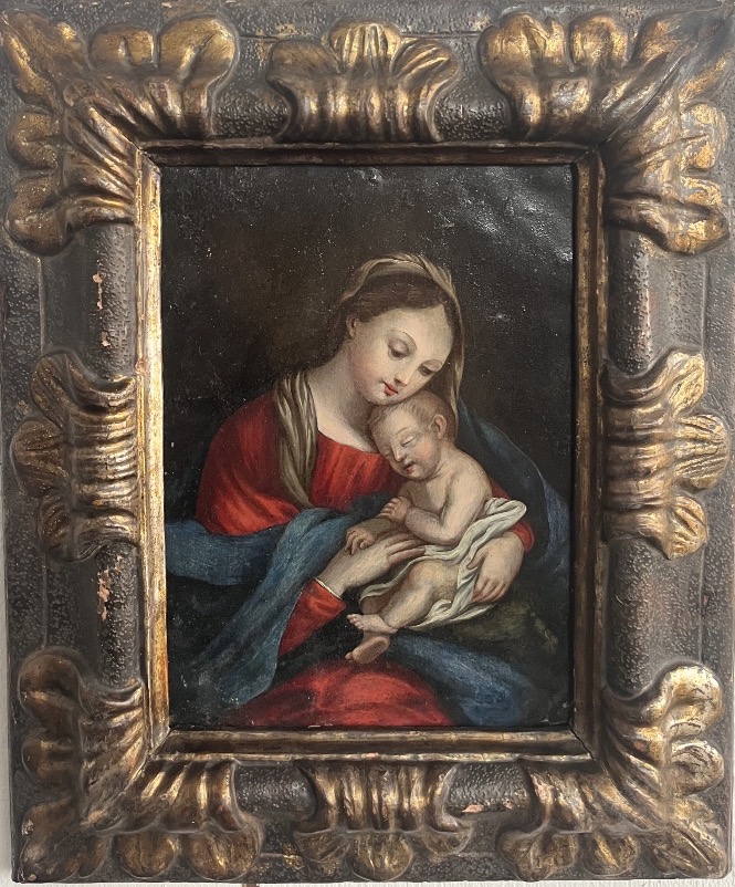 Madonna And Child—oil On Copper, 17th Century