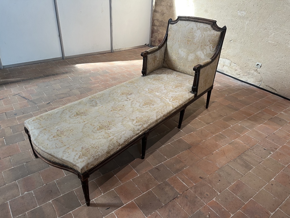 Chaise longue en noyer d’époque Louis XVI-photo-2