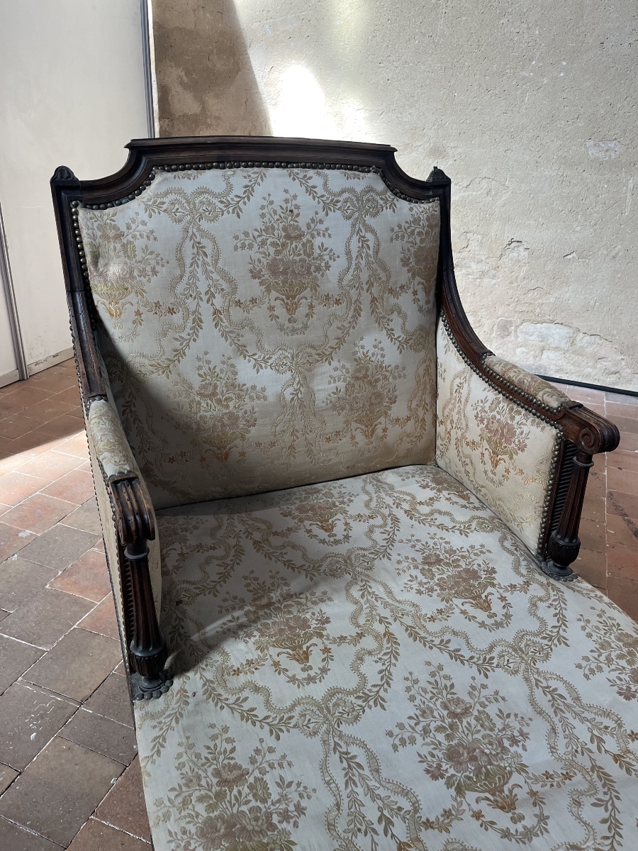 Chaise longue en noyer d’époque Louis XVI-photo-3
