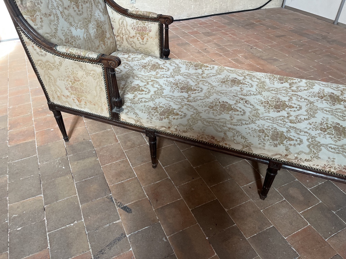 Chaise longue en noyer d’époque Louis XVI-photo-4