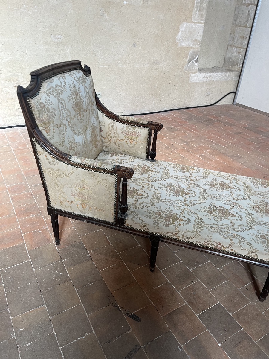 Chaise longue en noyer d’époque Louis XVI-photo-1
