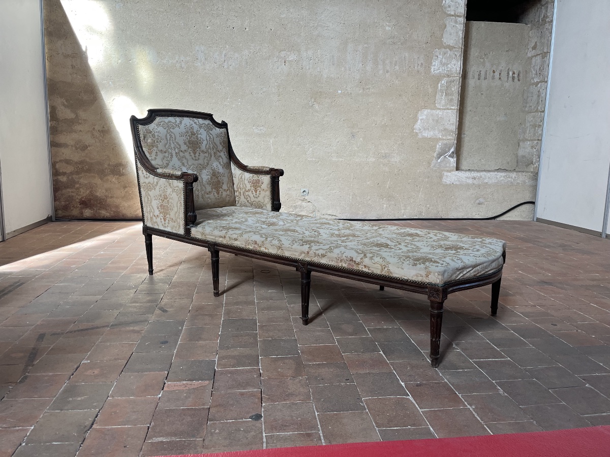 Chaise longue en noyer d’époque Louis XVI-photo-3