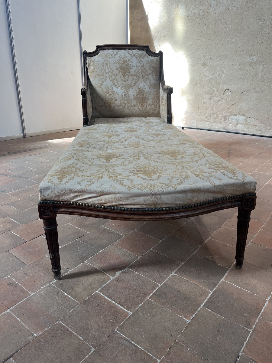 Chaise longue en noyer d’époque Louis XVI-photo-6
