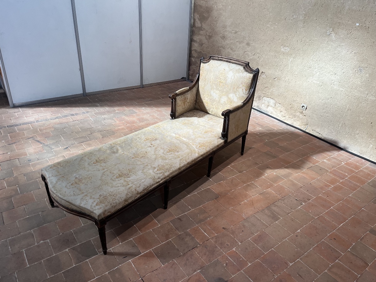 Chaise longue en noyer d’époque Louis XVI-photo-7