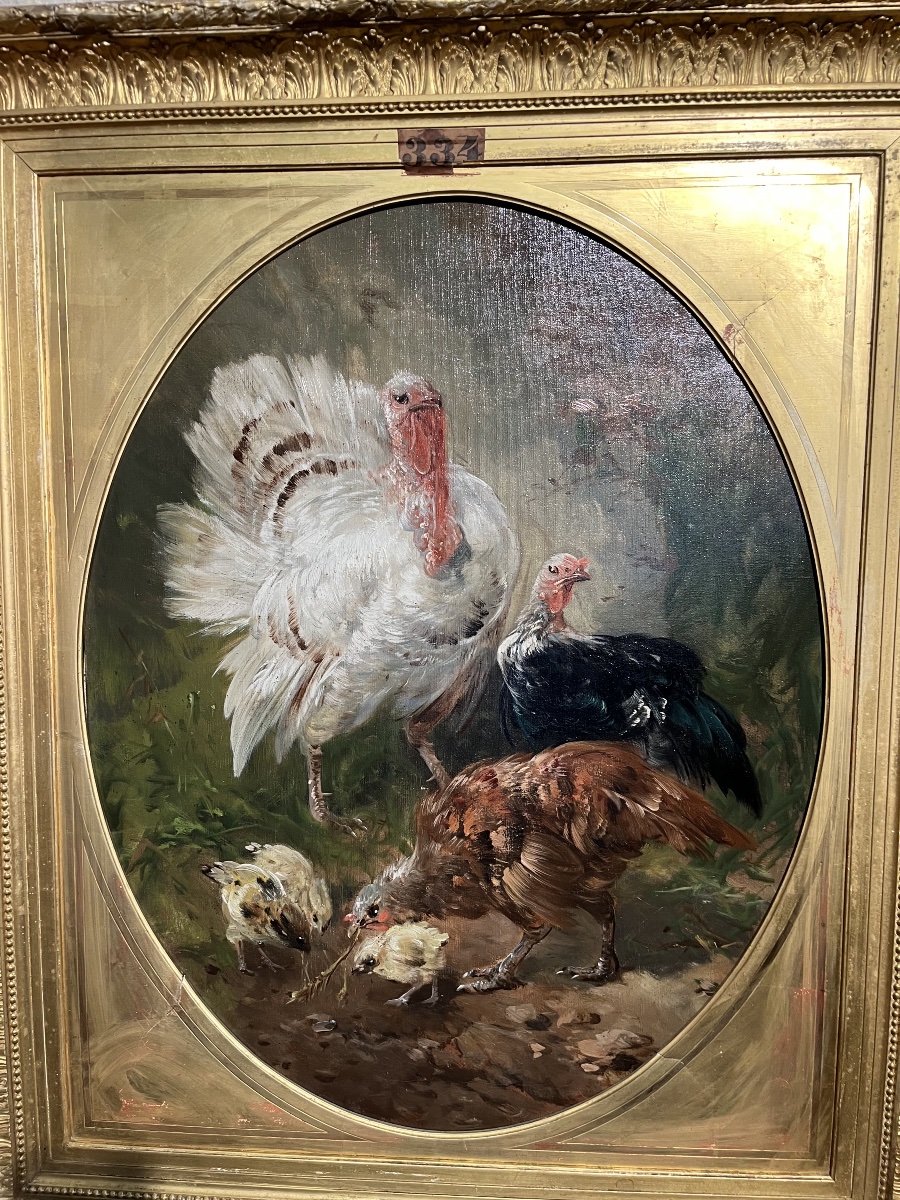 Huile sur toile aux dindons-photo-2