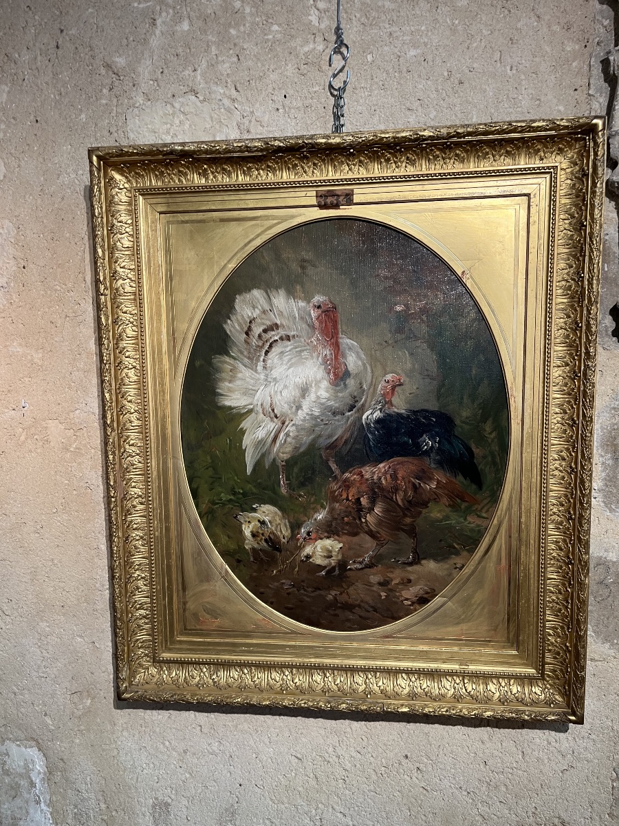 Huile sur toile aux dindons-photo-3