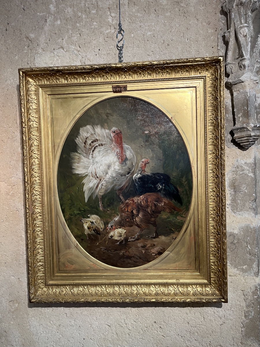 Huile sur toile aux dindons-photo-2